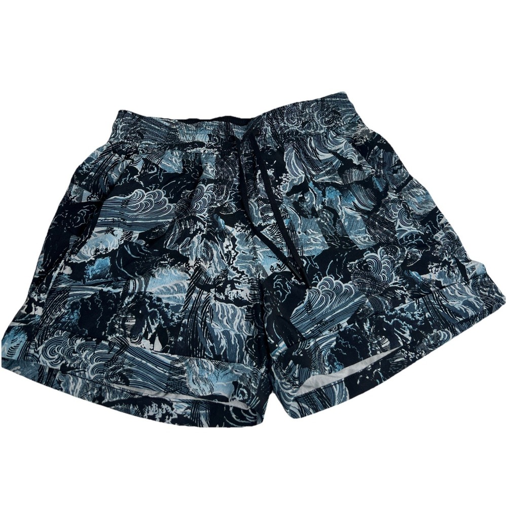 LULULEMON ATHLETICA WOMEN'S SHORTS RUNNING BLUE BLACK SIZE 2 PREOWNED‎